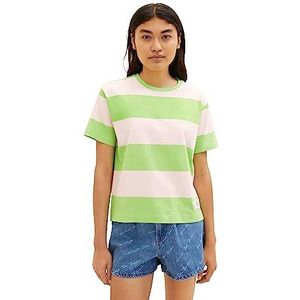 TOM TAILOR Denim Boxy T-shirt voor dames, 32457-green Rose Colorblock Stripe, XXL