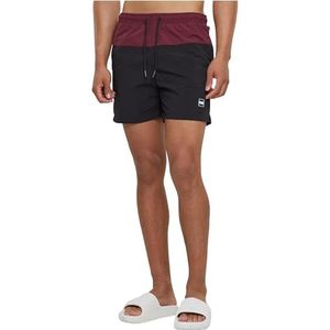 Urban Classics Zwembroek voor heren, blokzwemshorts, zwemshorts voor mannen, verkrijgbaar in meer dan 20 kleuren, maten XS - 5XL, kersen/zwart, S