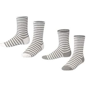 ESPRIT Sporty Stripe Unisex sokken voor kinderen, biologisch katoen, blauw, wit, roze, andere kleuren verkrijgbaar, strepen, 2 paar, grijs (lichtgrijs 3400), 31-34