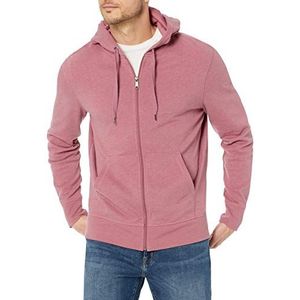 Amazon Essentials Men's Lichtgewicht sweatshirt met capuchon van Franse badstof met volledige ritssluiting, Roze, L