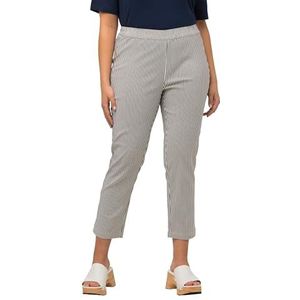 Ulla Popken, Dames, grote maten, 7/8-Bengalin-broek Sienna, gestreept, marineblauw, 58 NL