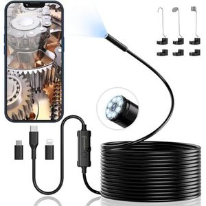Endoscoop-inspectiecamera, Ennovor 1920 HD flexibele stijve slangencamera, 8 ledlampen, geen wifi, slangcamera, waterdicht, IP67 buis, gootsteen, afvoercamera voor Android iOS tablet, Samsung (5 m)