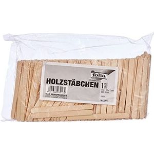 folia 2291 Houten stokjes, 114 x 10 x 2 mm, 500 stuks, naturel, voor diverse knutselwerken