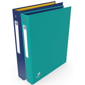 OXFORD Set van 2 A4-mappen, 4 ringen, rug 40 mm, Bicolor Recyc+, blauw