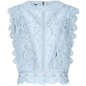 APART kanten top van een plastic kant en versierd met kantlint, lichtblauw, 42