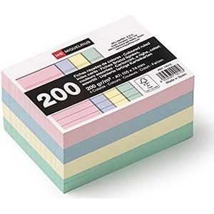 Miquelrius - Flashcards studiokaarten, 200 indexkaarten, horizontale strepen, formaat A7, 74 x 105 mm, pastelkleuren