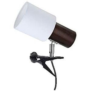 Homemania HOMBR_0339 Tafellamp, bureaulamp, kantoor, nachtkastje, donker hout, metaal, stof, wit, 10 x 10 x 18 cm