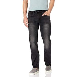 Buffalo David Bitton Ash Slim Denim Jeans voor heren, Donker en geschuurd zwart, 38W / 30L