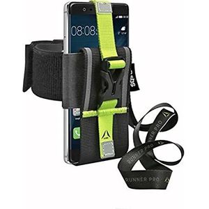 SBS Sportarmband voor smartphones van 4,5 tot 6 inch, loopgordel met clipsluiting en nekband met karabijnhaak voor sleutels