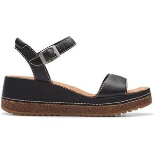 Clarks Kassanda Lily Sandaal voor dames, Zwart leder, 42 EU