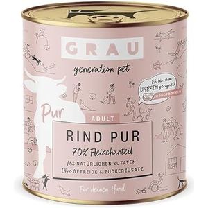 GRAU - het origineel - Natvoer voor honden - Puur rundvlees, 6 verpakking (6 x 800 g), monoproteïne, voor volwassen honden