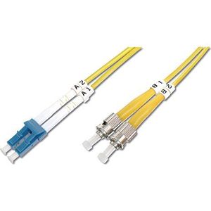 DIGITUS DK-2931-10 – Glasvezelkabel OS2 – 10 m – LC naar ST – Duplex Glasvezelkabel – 1/10 Gbit/s – SM Singlemode Glasvezel LAN-kabel – Vezeltype: 9/125 µ – Geel (Yellow)