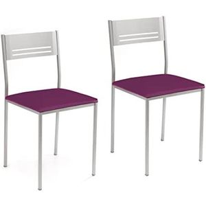 ASTIMESA SCACBJ 2 keukenstoelen, metaal, aubergine, zithoogte 45 cm