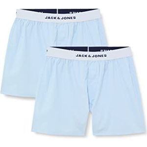 JACK&JONES Heren JACKIKIL Woven Trunks 2 Pack Boxer Shorts, Cashmere Blue/Detail: Cashmere Blue Solid, XXL