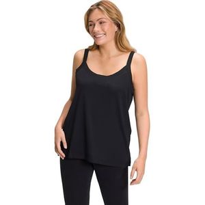 Ulla Popken Grote maten dames grote maat tot 62+, basic top, spaghetti-top, top met smalle bandjes, effen overhemd, slim fit, 704930, zwart, 54/56 NL