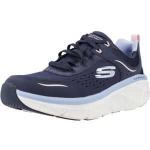 Skechers Dames D'LUX Walker 2.0 Daisy Doll, Navy leer/Mesh/Roze & Blauw Trim, 6.5 UK, Navy lederen mesh roze blauwe rand, 39.5 EU