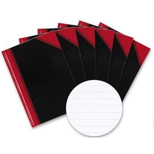 Landre 100302833 China klade, DIN A6, blanco, 60 g/m2 fijn, houtvrij schrijfpapier, 12 stuks, 96 vellen, zwart/rood gelinieerd A5 zwart/rood
