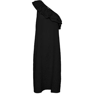 PIECES Pclara One Shoulder Midi Dress BC jurk voor dames, Zwart, S