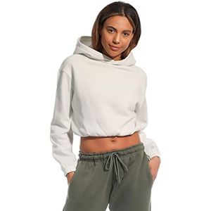 Light & Shade LSLSWT021 Dames Cropped Hooded Top, Off White, Large