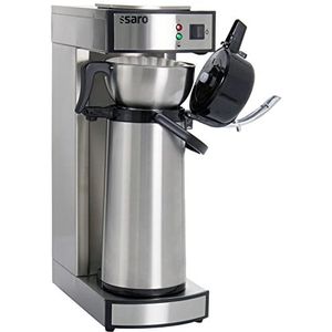 Saro 317-2085 Thermo-koffiezetapparaat met mandfilter en thermoskan industrieel koffiezetapparaat met pompkan (2,2 liter, ca. 10 kopjes koffie, zet- en warmhoudfunctie), zilver, 1,8 liter