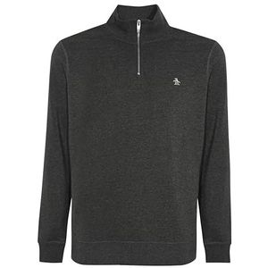 Original Penguin - Heren Quarter Zip Sweatshirt, Sticker Pete, Biologisch Katoen Fleece, Lange Mouwen, Houtskool Heather, Extra Large, Houtskool Hei, XL