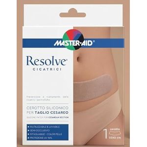 RESOLVE Cäsareo Siliconenpleister 22 x 5 cm, semi-ondoorzichtig, huidskleur, op maat te snijden en herbruikbaar, uv-bescherming 96%, preventie en behandeling van hypertrofische littekens