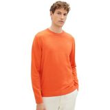 TOM TAILOR Basic katoenen trui met ronde hals voor heren, 16350 - Bright Summer Orange Melange, M