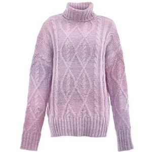 sookie Dames coltrui, trendy gestructureerde pullover polyester lila wolwit maat XL/XXL, paars wolwit, XL