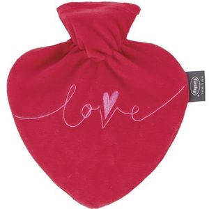 Fashy Hartwarmwaterkruik 0,7 l met overtrek en borduurwerk ""Love"", rood