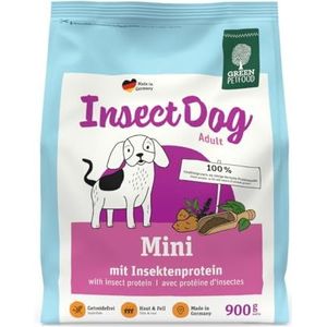 Green Petfood InsectDog Mini (5 x 900 g), droogvoer voor gevoelige kleine honden, voer met duurzame insectenproteïne, goede acceptatie en graanvrije receptuur