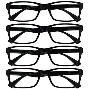 De Lezen Bril Bedrijf Zwarte Lezers Waarde 4 Pack Mens Womens UVR4092BK +3.50