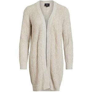 Object Gebreid damesvest lang, beige (humushumus)., L