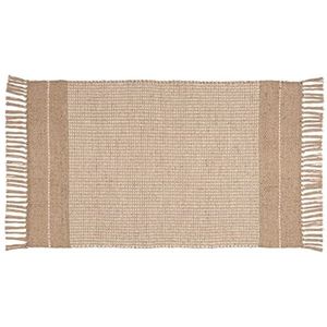 WENKO Badmat Pica, badmat 70% jute en 30% katoen, design met lichte patroonstructuur en franjes als douchemat of decoratief tapijt, recyclebaar, (B x D): 50 x 80 cm, naturel