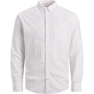 JACK & JONES heren overhemd oxford, White/Fit: slim fit, XXL