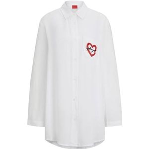 HUGO Dames The Sleep Shirt Pajama Bottom, White100, XL