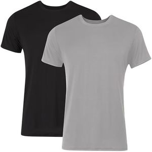 Hanes Ultimate Men's Originals Supersoft T-Shirt, Viscose from Bamboo Undershirt, 2-Pack, Black/Grey-2 Pack