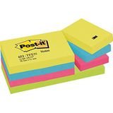 Post-it Notes Energetic Color Collection, Pack van 12 pads, 100 vellen per pad, 38 mm x 51 mm, geel, blauw, roze, groene kleuren - zelfklevende notities voor notities, takenlijsten en herinneringen