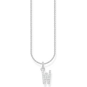 THOMAS SABO Letter W - Halsketting - Zilver - 925 Sterling Zilver - Met Zirkonia