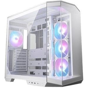 MSI MAG PANO 100R PZ White - Premium Mid-Tower Gaming PC Case - Tempered Glass Side Panel - 4X ARGB 120mm Fans - Liquid Cooling Support up to 360mm Radiator - White Color Case