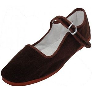 Shoes8teen Damesflats, Mary Jane, Ballet, Bruin 118 Fluwelen Bovenwerk, 40.5 EU