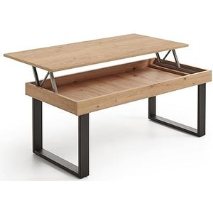 HOGAR24 ES - Roy salontafel met opbergruimte, eikenhout, afmetingen: 100 cm x 50 cm x 47 cm