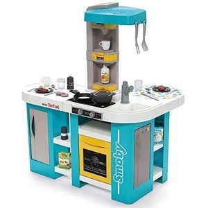 Smoby 311045 - Tefal Studio Bubble XL keuken – keuken in extravagante hoekvorm, met Bubble-fornuisfunctie, voor kinderen vanaf 3 jaar, met veel accessoires, turquoise