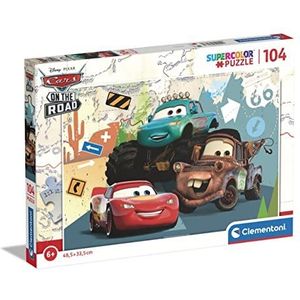 Clementoni - Disney Cars Supercolor Pixar Cars-27168, 104 stuks kinderen 6 jaar, puzzel cartoon-Made in Italy, meerkleurig,