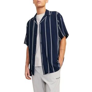 JCOJEFF AOP Resort Shirt SS Relax, Navy Blazer/Stripes: streep, XL