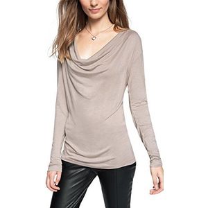 ESPRIT Collection Dames shirt met lange mouwen 095EO1K019, Beige (Light Taupe 260), XL