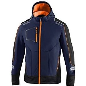 Sparco Tech Softshell - Sportieve, reflecterende en versterkte jas met polar fleece voering - Maat XL - Blauw/Oranje