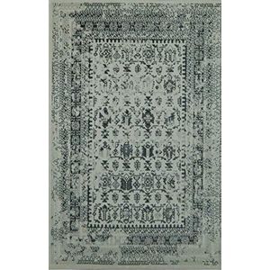 ASPECT Isfahan Distressed/Vintage/Oosters traditioneel omzoomd tapijt (160 x 230 cm, crème/zwart), polypropyleen 160 x 230 cm