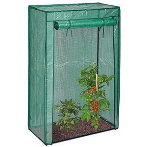 Relaxdays Tomatenkas, tuin & balkon, foliekas tomaten, HBT: 150x100x50 cm, staal & PE-folie, groen