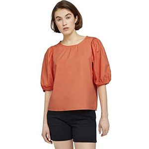 TOM TAILOR Denim Dames Blouse met ballonmouwen 1025712, 26783 - Sundown Coral, S
