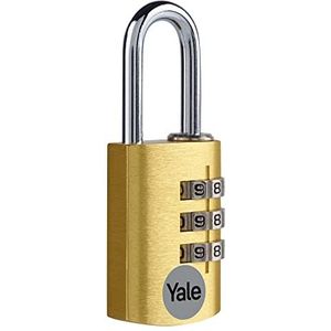 Yale - YE3CB/20/121/1/GO Standaardbeveiliging 20 mm aluminium combinatie hangslot - goud - open stalen beugel - 3-cijfers-combinatieslot